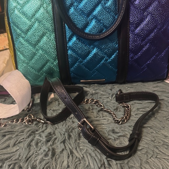 Brand New!!Kurt Geiger Purple, Blue, Gold, and Silver Quilted Satchel - Picture 6 of 8